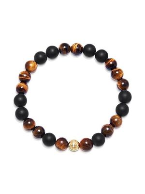 Nialaya Jewelry bracelet Tiger Eye serti d'onyx - Marron