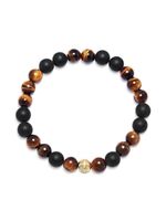 Nialaya Jewelry bracelet Tiger Eye serti d'onyx - Marron