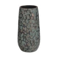 Vaas - flakes groen/koper - 35 x 17 cm - keramiek - bloemenvaas - plantenpot