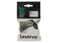 Brother M tape voor P-Touch 9 mm, niet-gelamineerd, zwart op wit