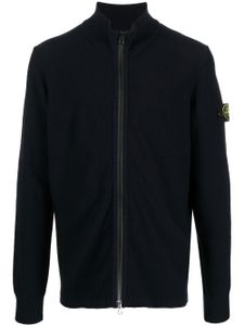 Stone Island pull zippé à patch Compass - Bleu