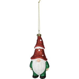 Kersthanger gnome/dwerg/kabouter - kunststof - 12,5 cm - rode muts