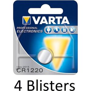 4 stuks (4 blisters a 1 st) Varta CR 1220 Wegwerpbatterij