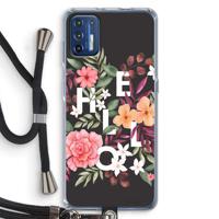 Hello in flowers: Motorola Moto G9 Plus Transparant Hoesje met koord