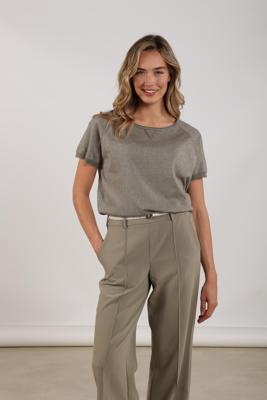 Nukus Anita Top Lurex Nks01085 T-shirt Korte Mouw 350 Army