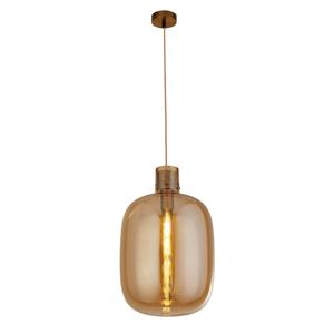 Searchlight Hanglamp Glas Barrel roodkoper met amber glas 68361AM