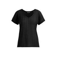 WE Fashion semi-transparante top met textuur zwart - thumbnail