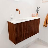 Toiletmeubel Mondiaz Joya | 81.6 cm | Meubelkleur Ruby | Faye wastafel Talc Links | Zonder kraangat(en) Toiletmeubel Mondiaz Joya | 81.6 cm | Meubelkleur Ruby | Faye wastafel Talc Links | Zonder kraangat(en)