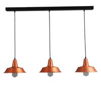 Masterlight Roodkoperen hanglamp retro Industria 25 3-lichts roodkoper met zwart 2545-55-55-S-100-3