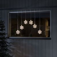 Konstsmide Lichtgordijn voor buiten - 6 sneeuwvlokken - 48 LEDs - Warm wit - Dimbaar - 0.9 meter - Kerstverlichting Konstsmide Lichtgordijn voor buiten - 6 sneeuwvlokken - 48 LEDs - Warm wit - Dimbaar - 0.9 meter - Kerstverlichting