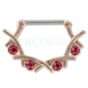 Tepelpiercing klik goudkleurig rose lauwerkrans
