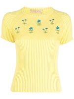 CORMIO polo en maille à fleurs brodées - Jaune