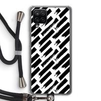 Zwarte vegen: Samsung Galaxy A12 Transparant Hoesje met koord Zwarte vegen: Samsung Galaxy A12 Transparant Hoesje met koord