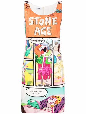 Moschino Pre-Owned robe imprimée Stone Age sans manches - Blanc