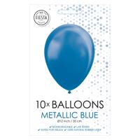 Globos Ballonnen metallic blue 30cm, 10st.