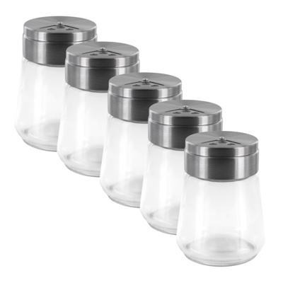 Home Deco Factory kruidenpotjes - 5x - glas - 80 ml - transparant - met strooier Home Deco Factory kruidenpotjes - 5x - glas - 80 ml - transparant - met strooier