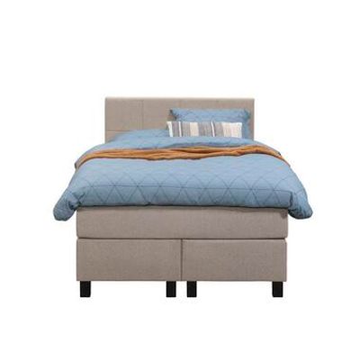 Boxspring Liv geblokt - beige - 120x200 cm - vierkante poot - Leen Bakker