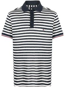 Tommy Hilfiger polo rayé à patch logo - Blanc