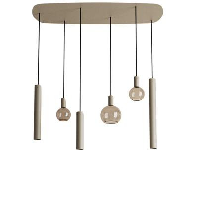 Hanglamp Riva deens ovaal quartz 6 lichts