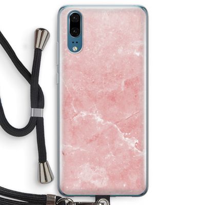 Roze marmer: Huawei P20 Transparant Hoesje met koord