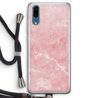 Roze marmer: Huawei P20 Transparant Hoesje met koord