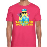 Fout paas t-shirt roze take me to your leader voor heren - thumbnail