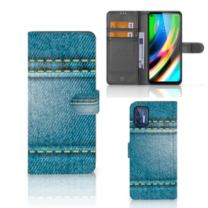 Motorola Moto G9 Plus Wallet Case met Pasjes Jeans