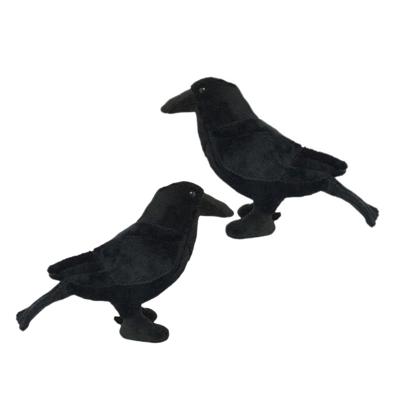 Pluche zwarte kraai/raaf vogel knuffel - 2x - 18 cm - Vogels dieren - decoratie/speelgoed