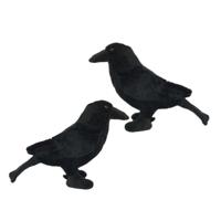 Pluche zwarte kraai/raaf vogel knuffel - 2x - 18 cm - Vogels dieren - decoratie/speelgoed