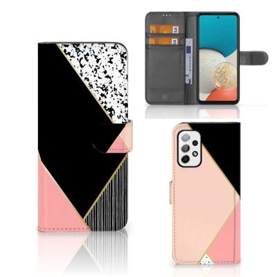 Samsung Galaxy A73 5G | Book Case | Zwart Roze Vormen