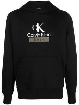 Calvin Klein Jeans hoodie en coton mélangé à logo imprimé - Noir
