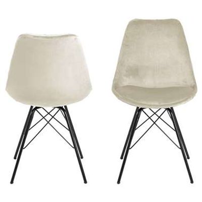 Eetkamerstoel Bonn (2 stuks) - velvet - zand - Leen Bakker