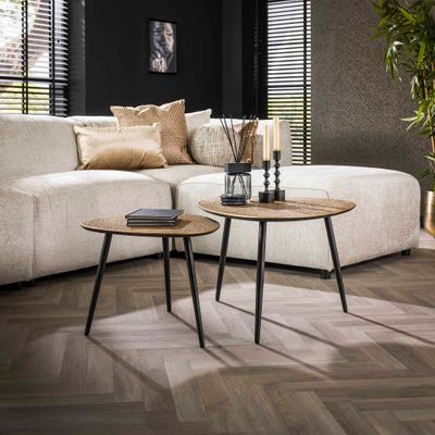 LifestyleFurn Salontafel 'Corky' Metallic, Set van 2 stuks