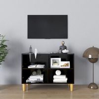 Tv-meubel met massief houten poten 69,5x30x50 cm zwart