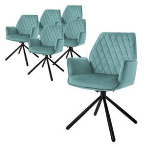 ML-Design eetkamerstoelen set van 6 fluweel, sage, woonkamerstoel met arm en rugleuning, draaistoel autostoel,