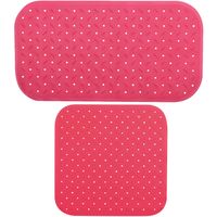 MSV Douche/bad anti-slip matten set badkamer - rubber - 2x stuks - fuchsia roze - 2 formaten - thumbnail