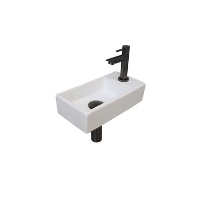 INK Versus Fonteinset - 36x18x9cm - wasbak links - porselein Glans wit/metal black 1805363
