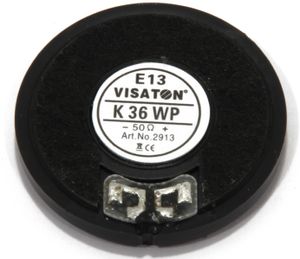 Visaton K 36 WP - 50 Ohm 1.4 inch 3.6 cm Mini-luidspreker 1 W 50 Ω Zwart Kunststof membraan, Vochtbestendig