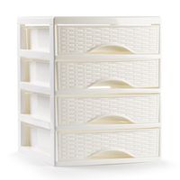 Plasticforte Ladeblokje/bureau organizer met 4x lades - ivoor wit - L18 x B21 x H23 cm   -