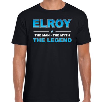 Naam cadeau t-shirt Elroy - the legend zwart voor heren