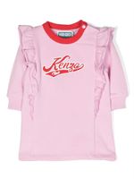 Kenzo Kids robe en coton à logo brodé - Rose