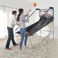 Binnen- en Buiten Basketbal Machine voor 1 tot 4 Spelers met Elektronische Puntentelling 8 Spelmodi 2 Manden Zwart 207 x 108 x 205cm