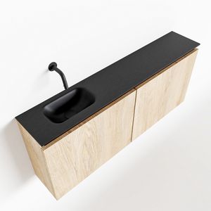 MONDIAZ TURE 120cm toiletmeubel washed oak. EDEN wastafel urban links geen kraangat