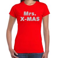 Fout kerst shirt mrs x-mas zilver / rood voor dames - thumbnail