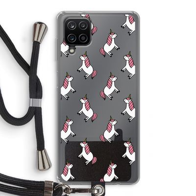 Eenhoorns overal: Samsung Galaxy A12 Transparant Hoesje met koord