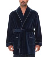 Refinery Velour Smoking Jacket Kamerjas Majestic, Kleur Donkerblauw, Maat large / extra large