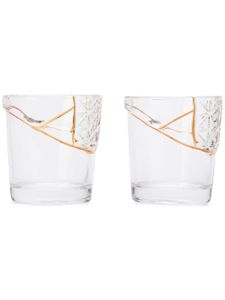 Seletti lot de deux verres en cristal à liserés contrastants - Or