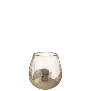 J-Line - Theelichthouder Rond Glas Goud Medium Zoe - 18x18 CM