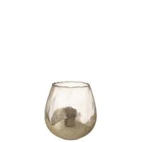 J-Line - Theelichthouder Rond Glas Goud Medium Zoe - 18x18 CM - thumbnail