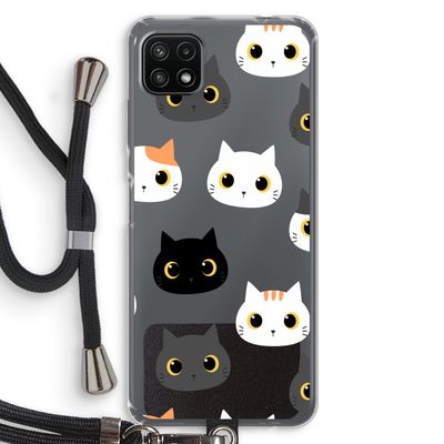 Katten: Samsung Galaxy A22 5G Transparant Hoesje met koord